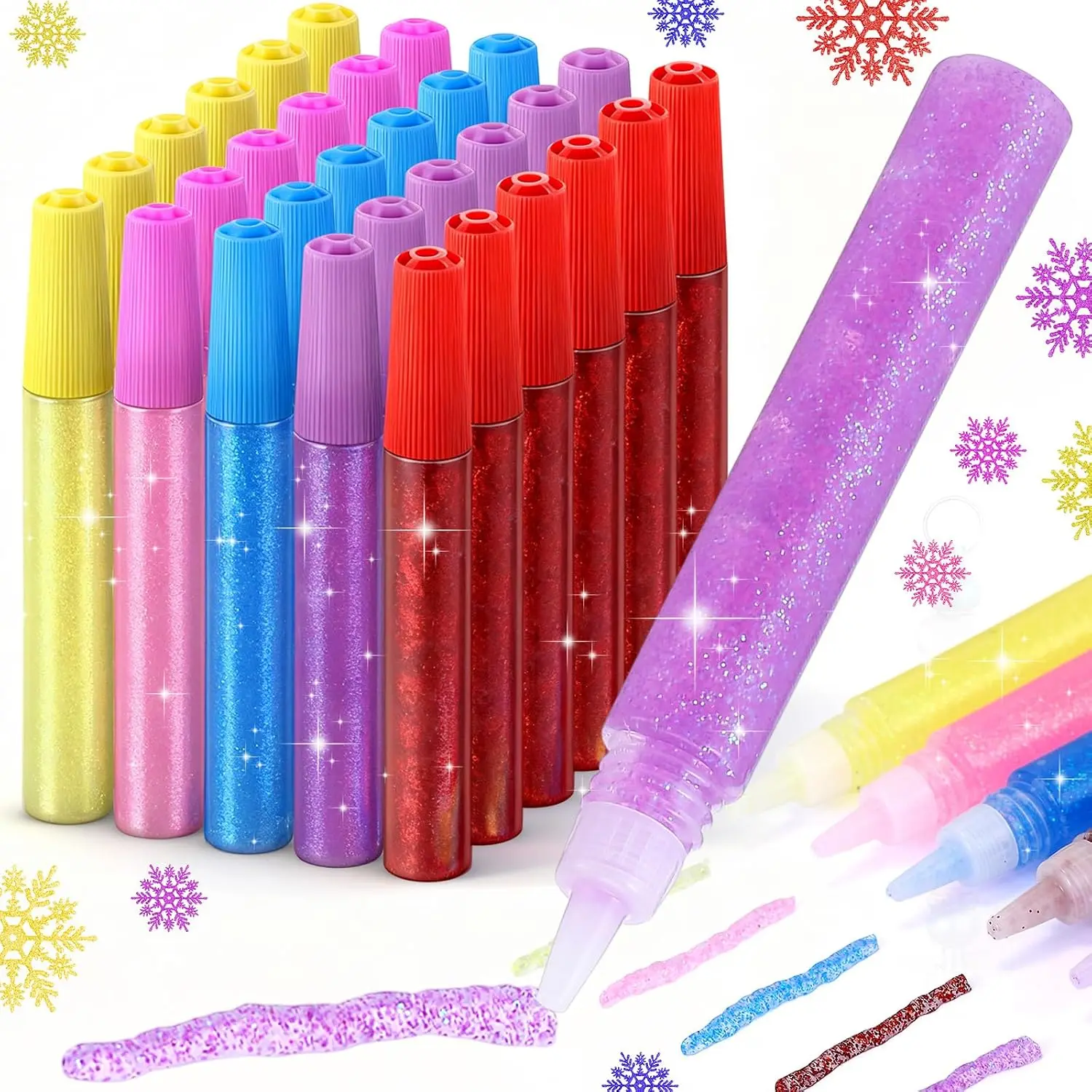 30 count Glitter Glue Pens Glitter Stick Set for Crafts Washable Markers Painting Pens for DIY Arts Projects Scrapbooking Holiday Greeting Card Decorating Supplies (Multicolor 2)