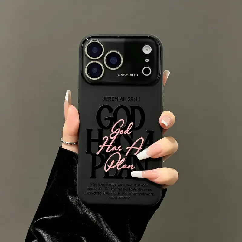 Christian Bible Verse Phone Case with Vivid Print - "God Has A Plan" Design, Shockproof Durable Protector for iPhone 17 Pro Max, 16, 15 Plus, 14, 13, 12, Faith-Based Accessory for Adults