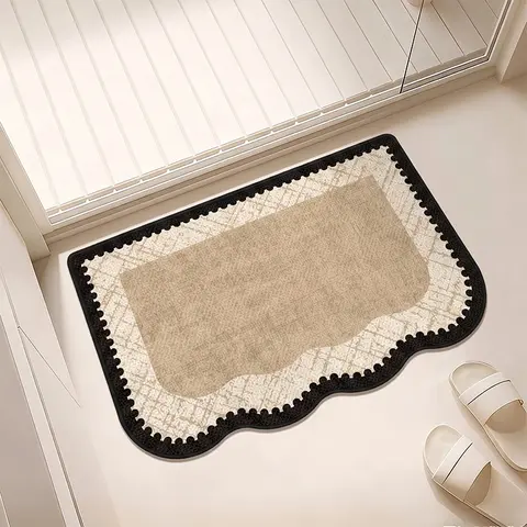 Imitation Linen Bath Mat, Bath Rugs Non Slip Washable, Quick-Dry Non-Slip Design for Bathrooms and Kitchens, Easy to Clean and Mold Resistant