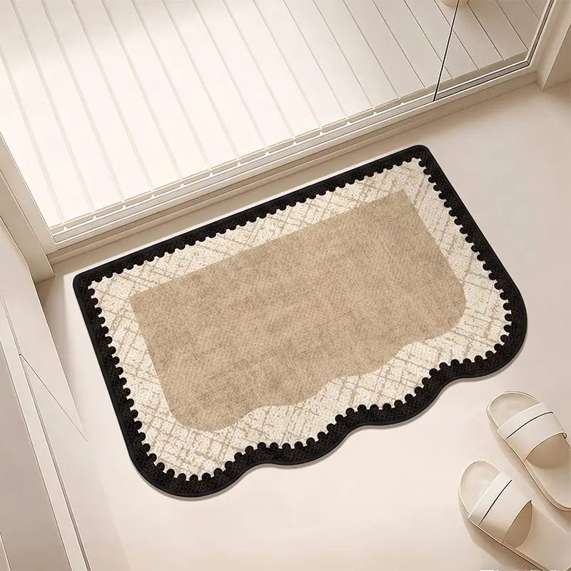Imitation Linen Bath Mat, Bath Rugs Non Slip Washable, Quick-Dry Non-Slip Design for Bathrooms and Kitchens, Easy to Clean and Mold Resistant