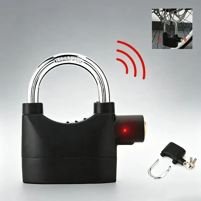 High Security Alarm Padlock, Stainless Steel Construction with 110dB Siren, Anti-Theft Design for Garages, Storage Units & Fences - Includes 3 Keys, Garage, Fence, 110Db Alarm, Anti Theft Lockable, Safety Locks, Garage Secure Your Property