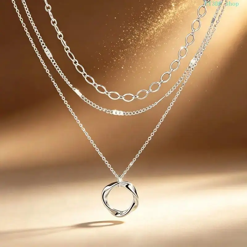 Trendy Unisex 925 Silver Stackable Layered Necklace, Hot sohochic Cute Round Pendant Timeless Neck Jewelry, Versatile Minimalist Piece for Everyday Outfits, Parties & Holiday Gift Giving