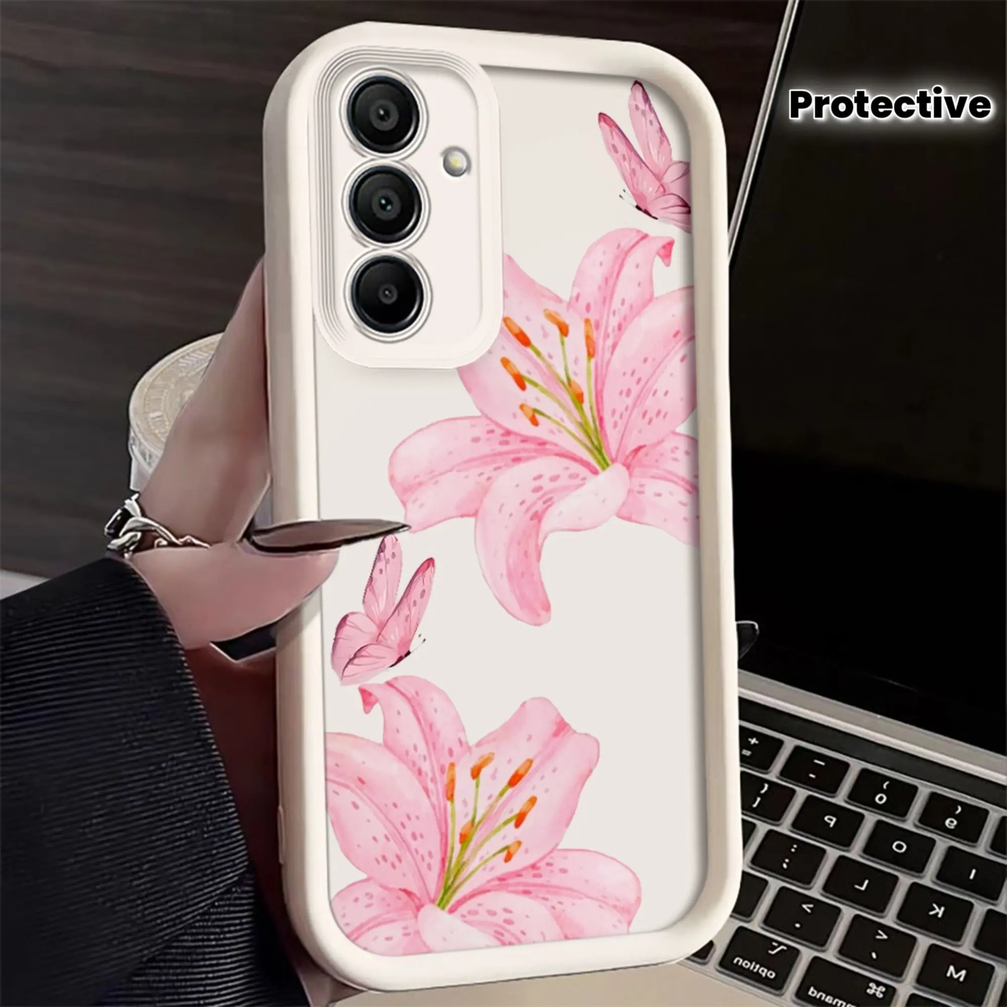 Lily Butterflies Design Gift Idea iPhone Case for Samsung Galaxy S26 S24 Plus S25 S23 S22 S21 Ultra FE S24+ Note20 A54 A53 A52 A36 A35 A34 A33 A17 A16 A15 A14 A13 Shockproof Soft Cover with Pattern and Full Protection, Smartphone, Handheld, Cellphone