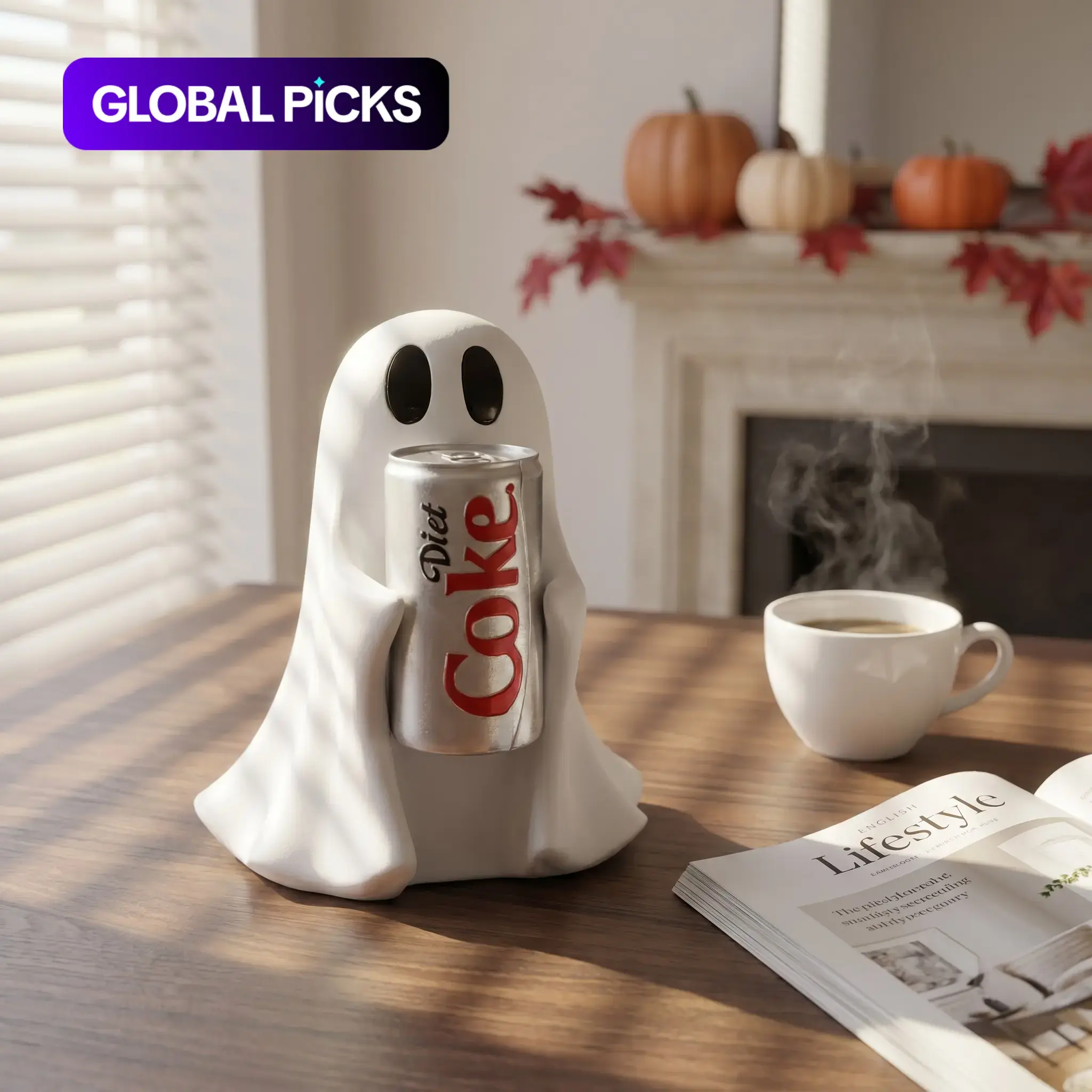 Ghost Holding Drink Resin Craft Ornament, Home Decor Item, Decor Figurine, Desktop Mini Sculpture, Halloween Decoration, Gift Idea, Cute Desktop Decoration