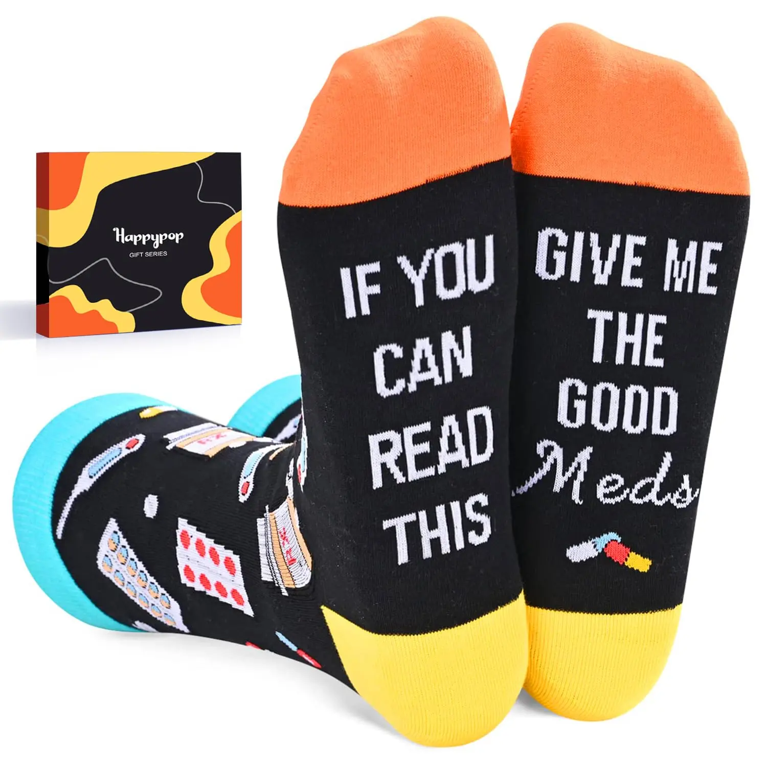 HAPPYPOP Unisex Get Well Soon Socks Recovery Pill Healing Socks, Get Well Soon After Surgery for Someone Who Is Sick