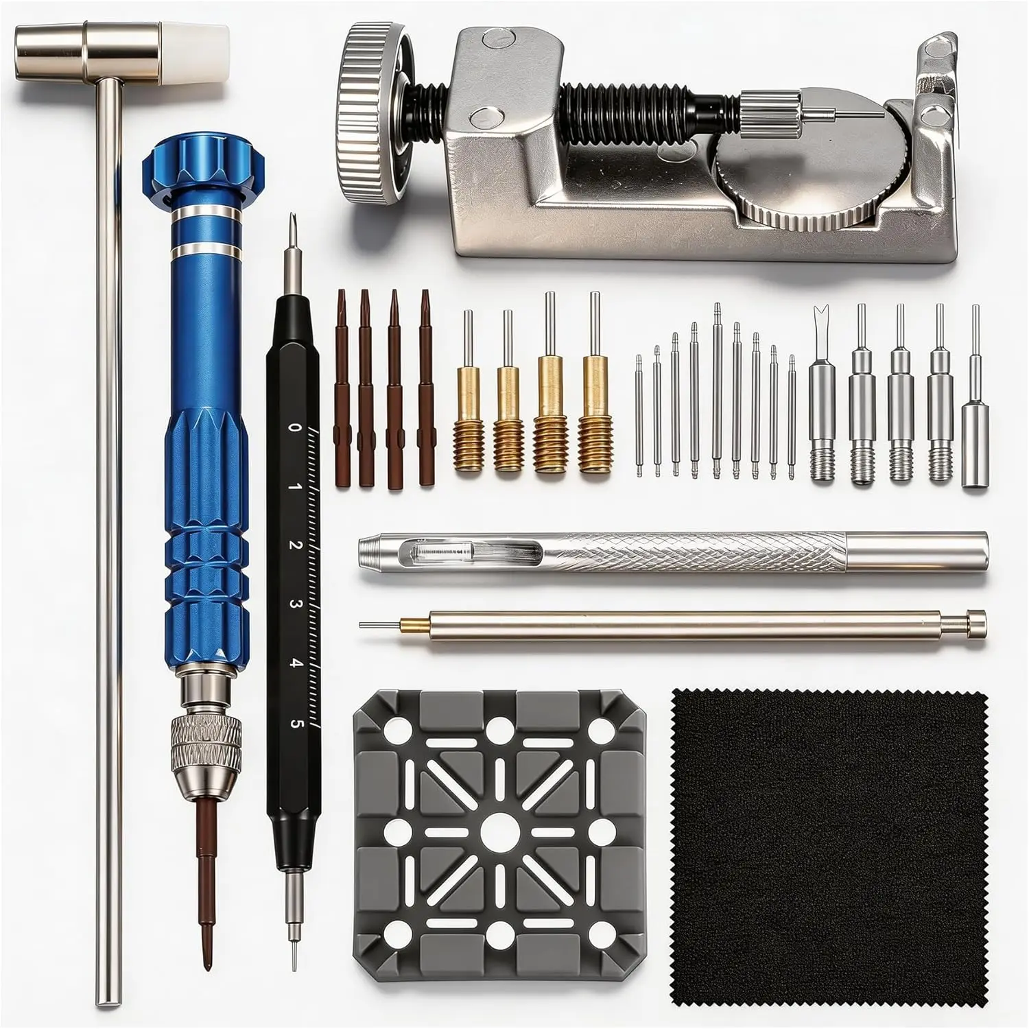Watch Link Removal kit - Adjustment Tool Kit,Watch Band Tool with Bars,5-in-1 Screwdriver,Holder,,Bar Tool with for Watch Resizing