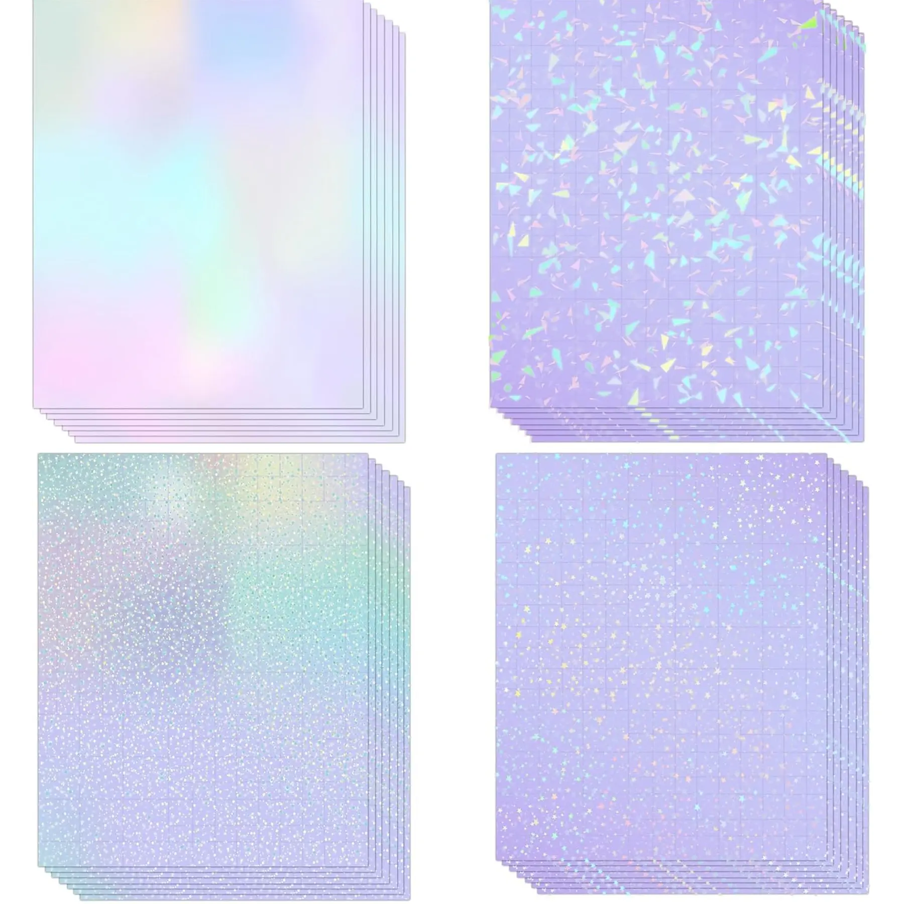 36 Sheets Holographic Sticker Paper, Transparent Self Adhesive Vinyl Laminate Film, Waterproof for Stickers, Crafts, DIY Scrapbooking