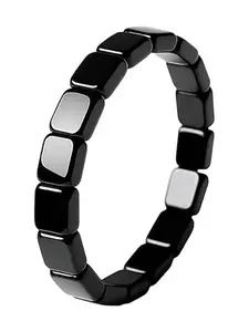 Hot Selling Hematite Cube Bracelet for Men, Fashionable Elastic Beaded Jewelry, Perfect for Gifts, Parties, Daily Wear