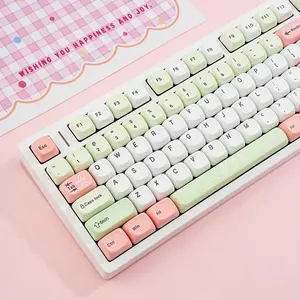 130 Key Moa Height Watermelon Keycaps 5-Sided Heat Transfer German French Spanish English Uk Layout For Mechanical Keyboard Split Spacebar