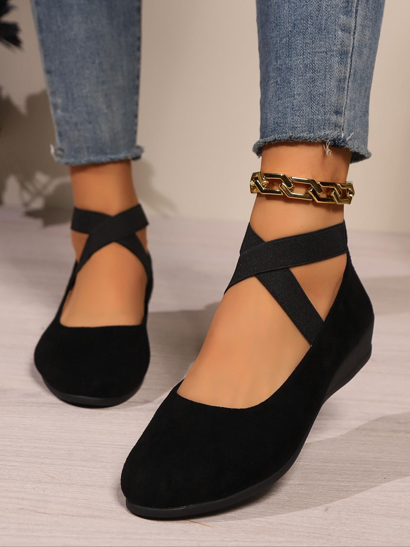 Soft Wedge Shoes for Women, Stylish Fashion Closed-Toe Design in Faux Suede, Comfort Style for Day or Night Wear