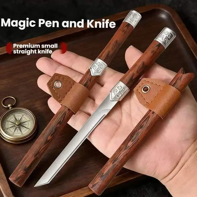 2026 New Multi-Functional Wooden Texture Pen Knife Set, Kitchenware, Hidden Blade, Portable, Ideal for Kitchen, Unboxing, Fruit Knives, Collectible