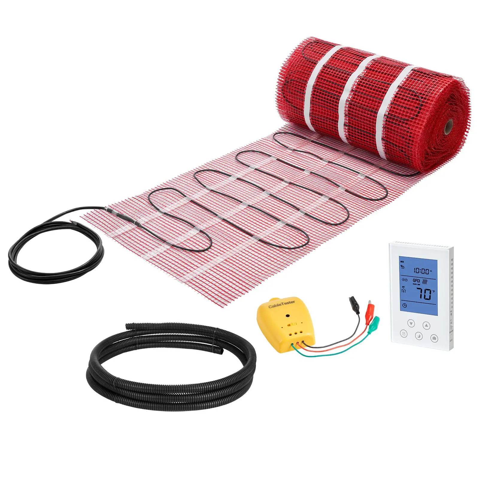 150 sqft Self-Adhesive Mesh Floor Heating Mat System, 120V Electric Radiant Heated Floor System, with Smart Control Thermostat Alarm, Easy Installation for Tile, Stone, Vinyl