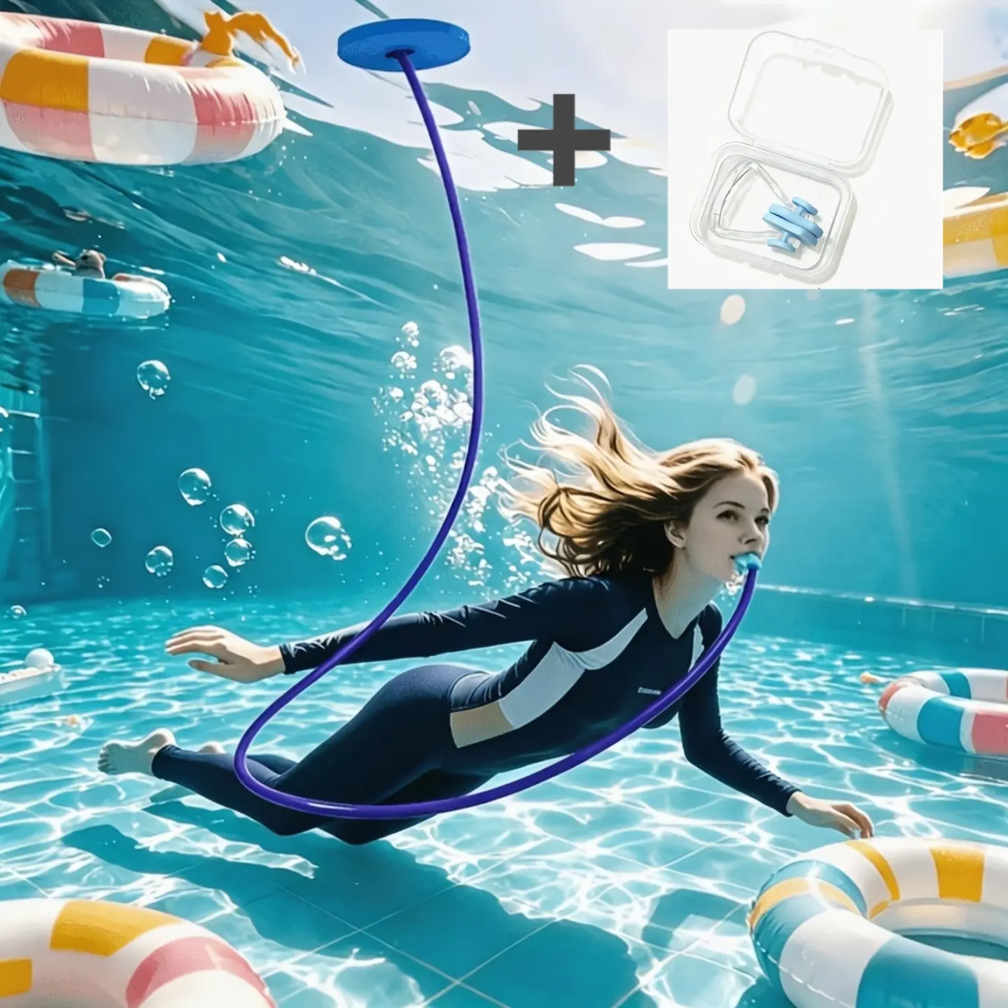 2-Piece Diving Set (Snorkel + Nose Clip) — Snorkeling Gear, Anti-Asphyxiation Single/Dual-Tube Respirator, Underwater Breathing Valve, Silicone Underwater Oxygen Supply Device; Deep-Sea Oxygen Equipment Suitable for Beginners and Adults.