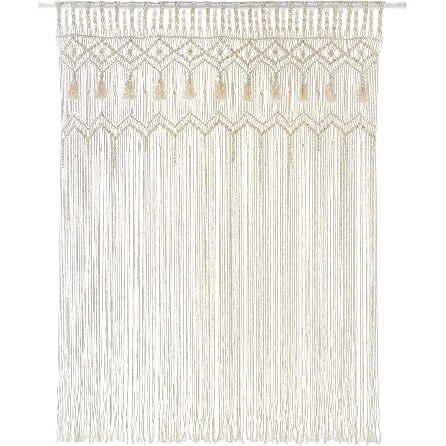 Macrame Curtain Large Boho Woven Wall  Window Curtains  Bohemian Decor for Window Doorway Closet Wedding Backdrop Arch Bedroom Living Room Apartment, 51''Wide x 70''Long