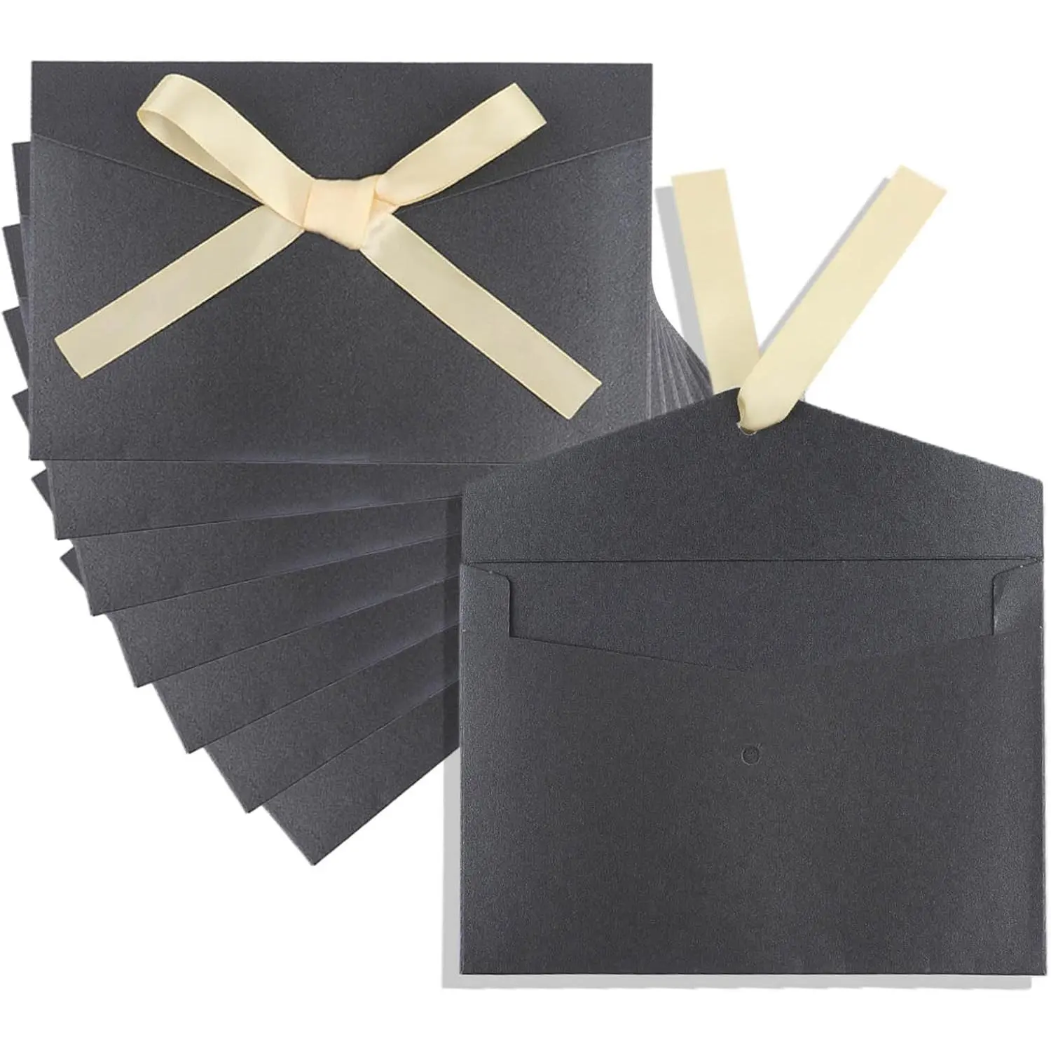 20 Pack Charcoal Black  Envelopes 4 x 6 Inch Decorative Envelope with Ribbon for Christmas Wedding  Shower Birthday Invite Business Greeting Card