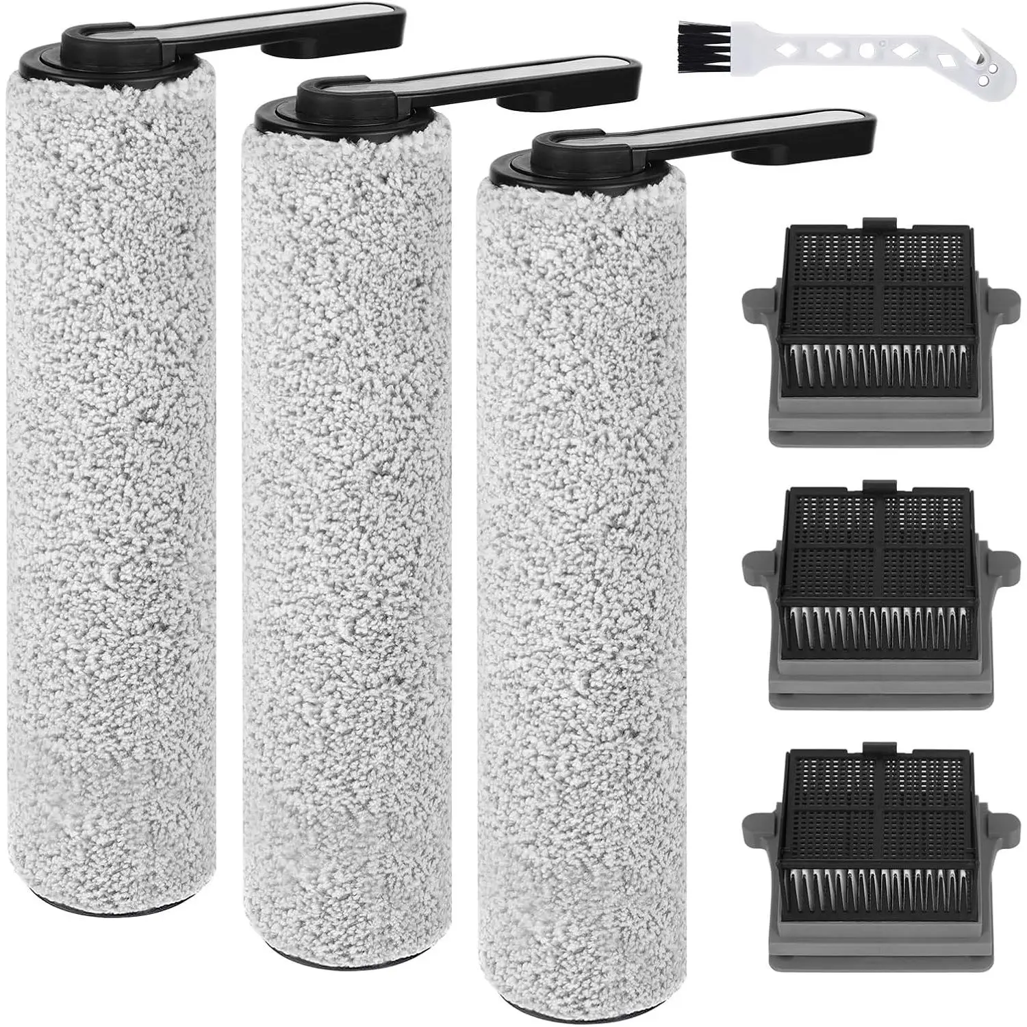 Accessory Set for Tineco iFLOOR 5 Breeze Wet and Dry Vacuum Cleaner   7 count Accessories 3 roller brushes + 3 HEPA Filters + 1 Cleaning Brush