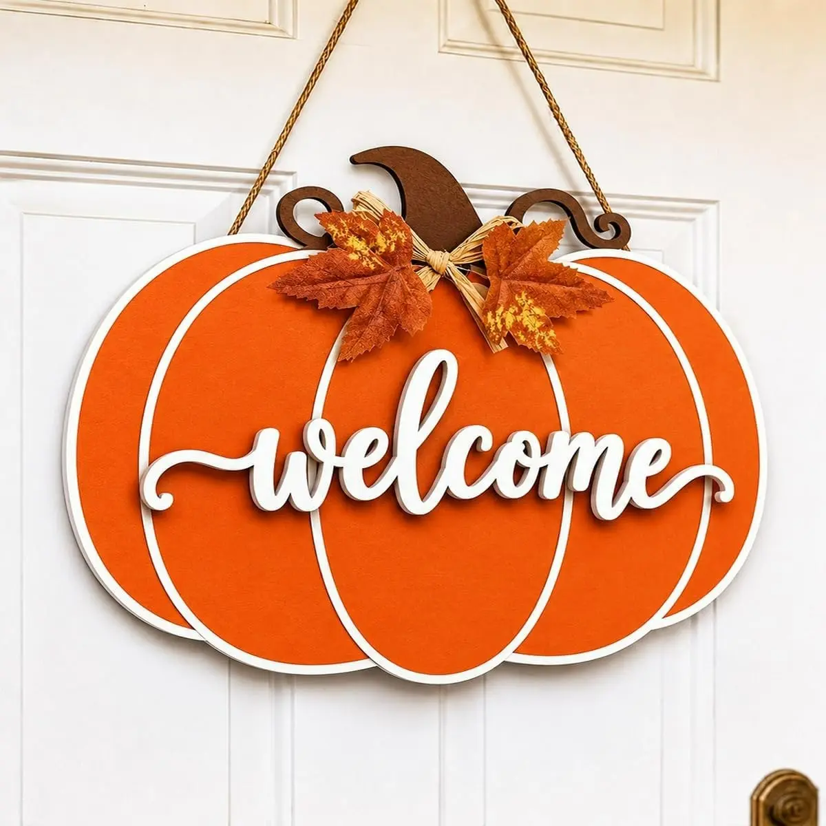 Autumn Door Decoration Pumpkin Hook, Decorative Ornaments, Wooden Fall Welcome Sign for Home, Perfect Thanksgiving Decor for Front Door Porch Walls