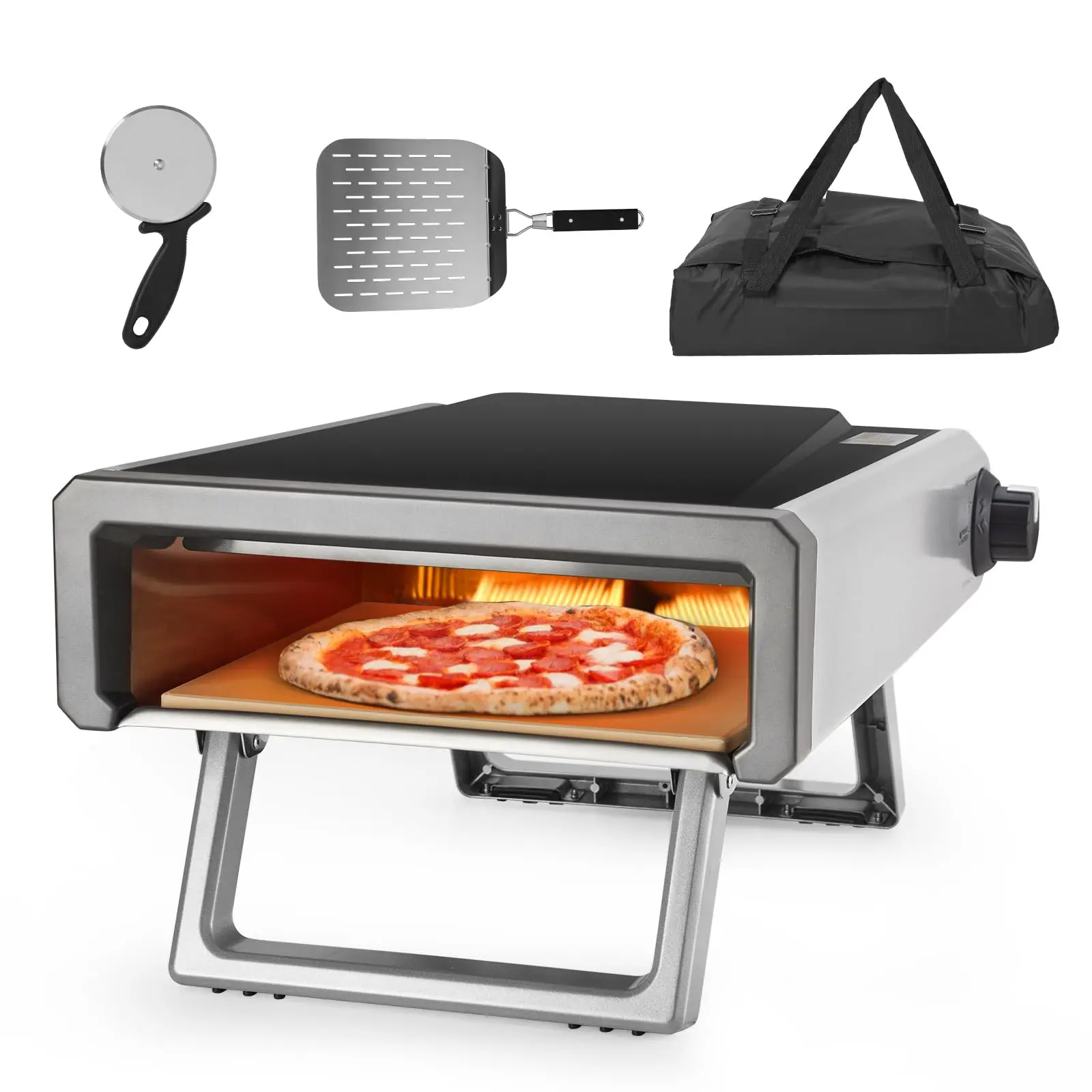 Garvee Pizza Oven Outdoor Gas Propane Portable Pizza Ovens, 12” Stainless Steel for Outside Backyard Kitchen Camp With Accessories Kit