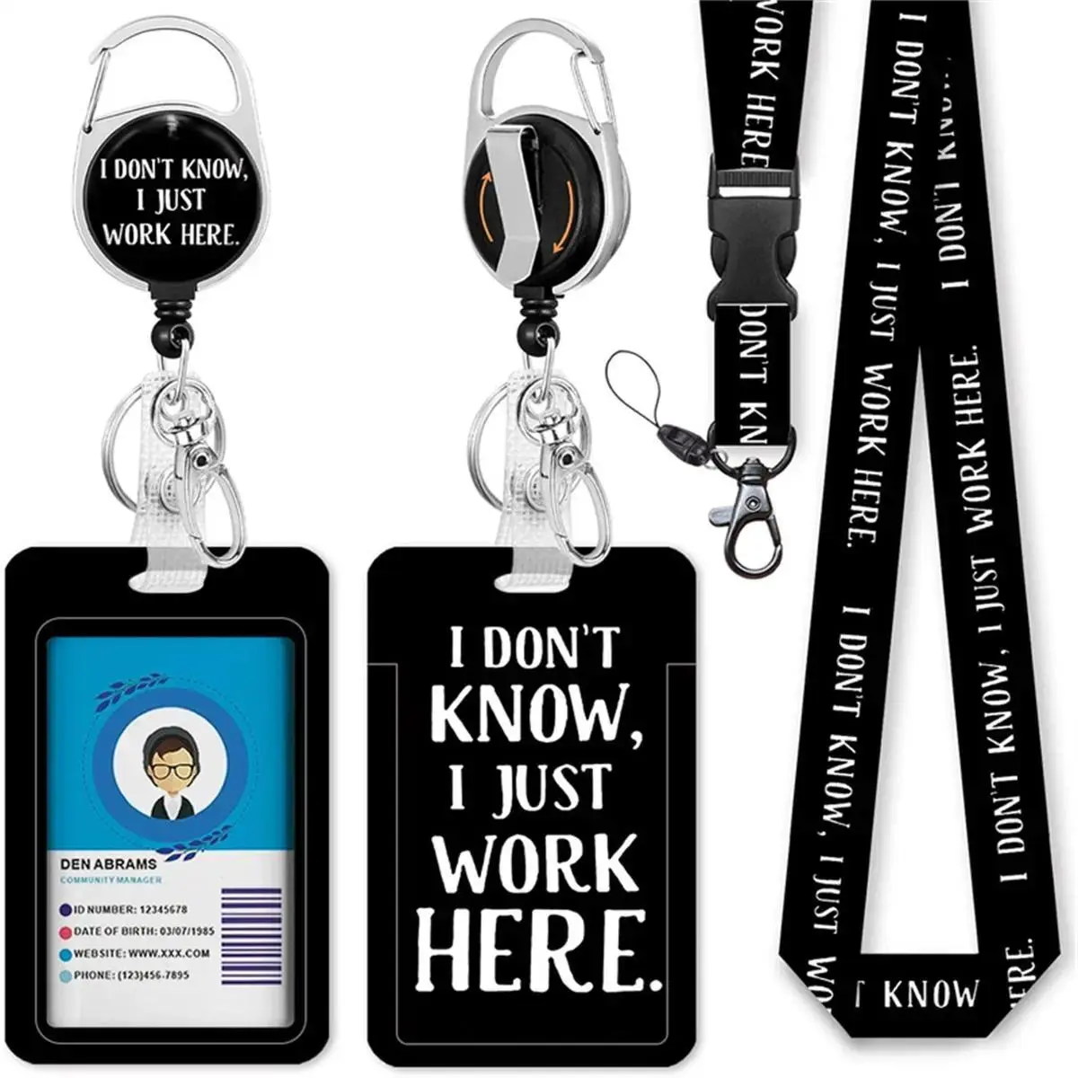 Retractable Badge Holder with Detachable Lanyard, Retractable Badge Reel, Badge Reels Retractable, 1 Set Id Badge Holder, Id Card Holder for Office, School, Hospital