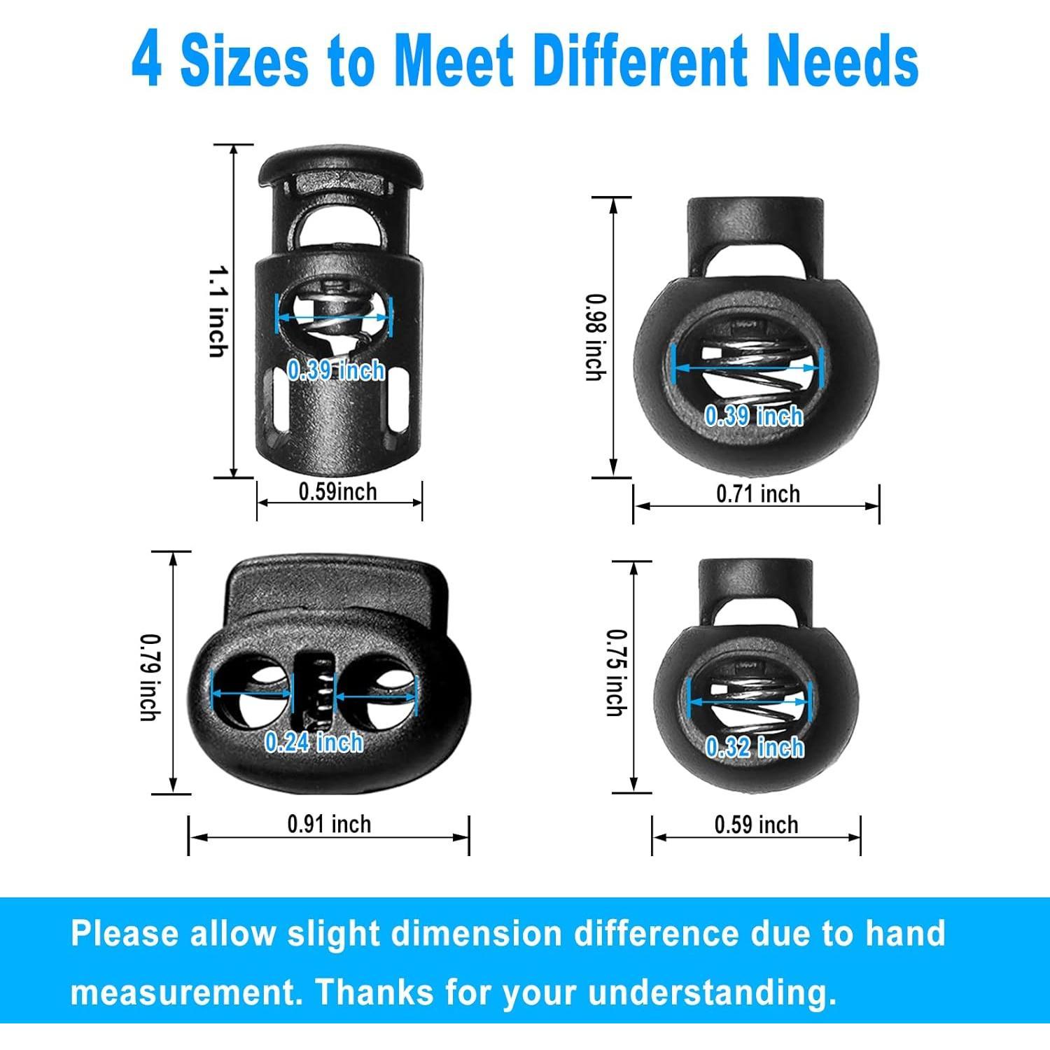 48 count Upgraded Plastic Cord Lock, Cord Locks - Draw String Clip with Spring Toggle Stoppers Buttons for Drawstrings, Shoelaces, Paracord