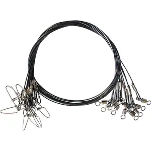 Steel Fishing Leaders Line 125LB 19.68in with Swivels and Snaps for Saltwater Fishing