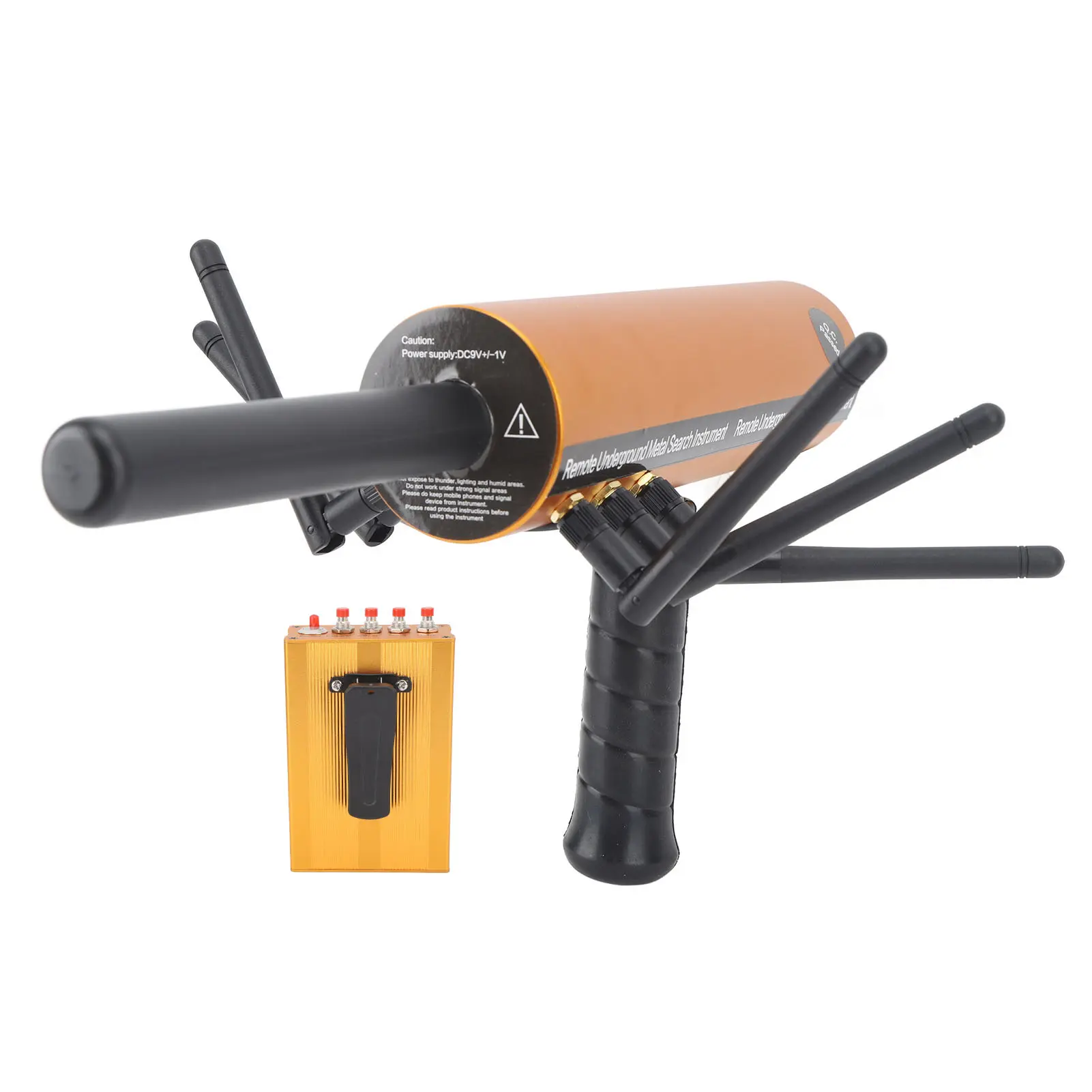 AKS Aluminum Metal Detector, 6 Antennas Pinpointer with 30m Depth, 1200m Range, Accurate Gold-Finding Function, 32.5x16.5cm Size, 1 x Detector, 1 x English Manual