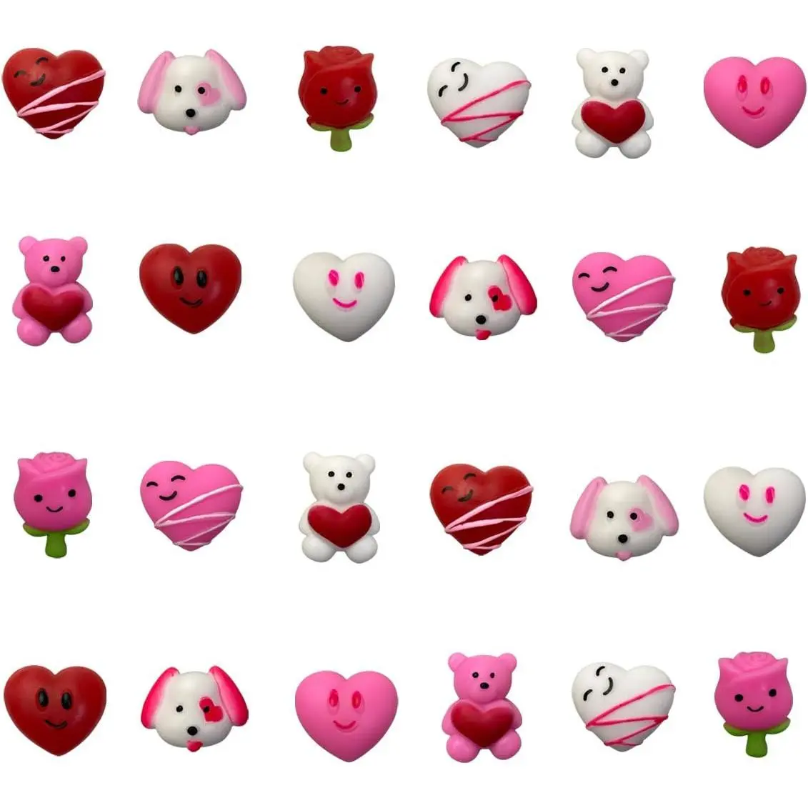 24 PCS Valentines Day Mochi Squishy Toys Squishies  Kids School Class Classroom Valentines Day Cards Gifts Prizes Party Favors