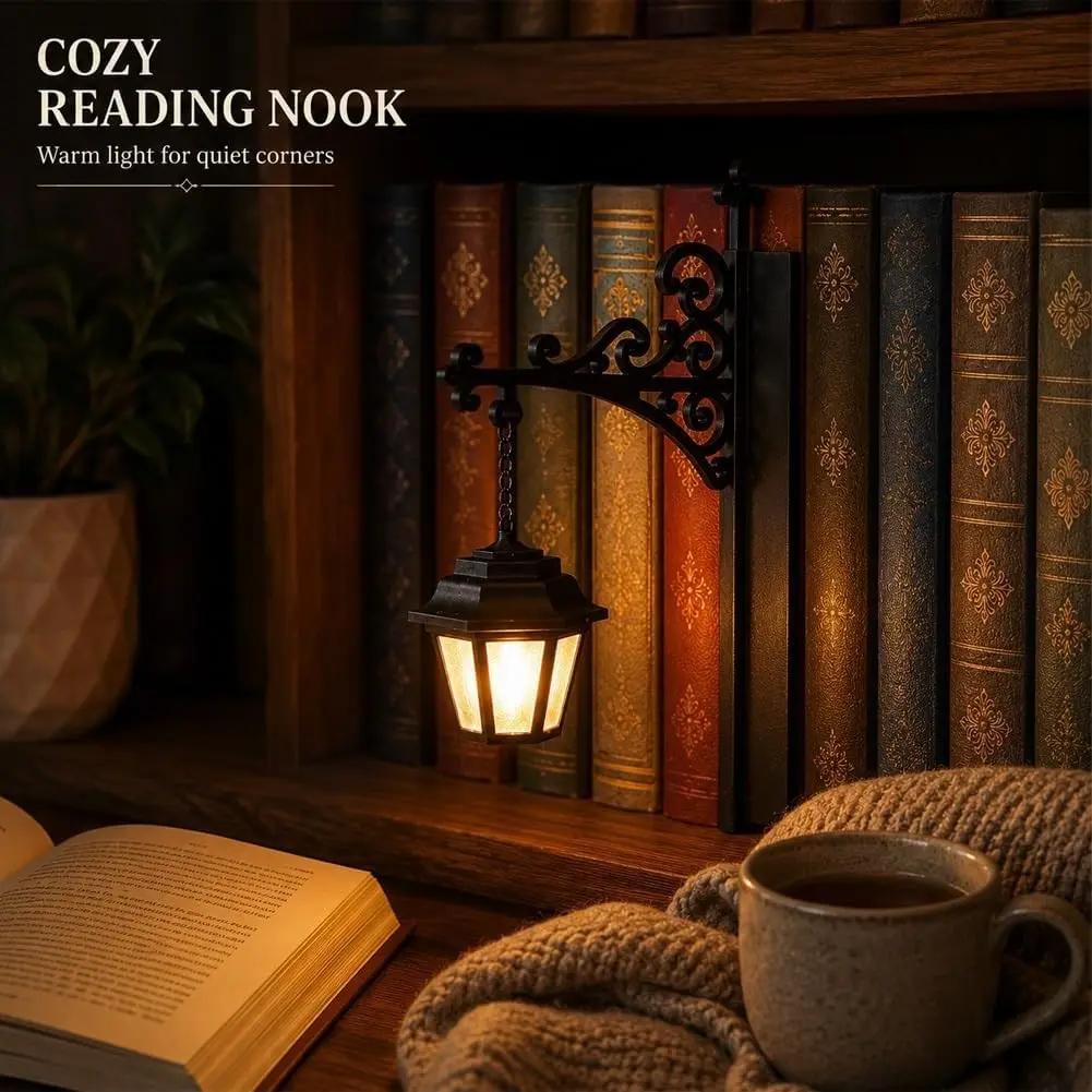 Vintage Magic Reading Lamp and Bookshelf Light, Portable Reading Corner Lighting, Resin Library Lantern Decorative, Desk Lamp for Literature Lovers