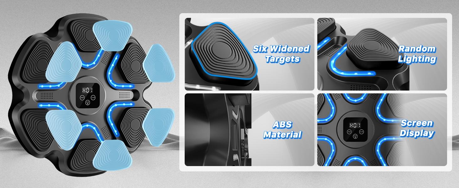 Music Boxing Machine for Kids and Adults, Wall Mounted Bluetooth Punching Trainer with Boxing Gloves, Intelligent LED Boxing Target Workout Machine for Teenagers Boys Girls