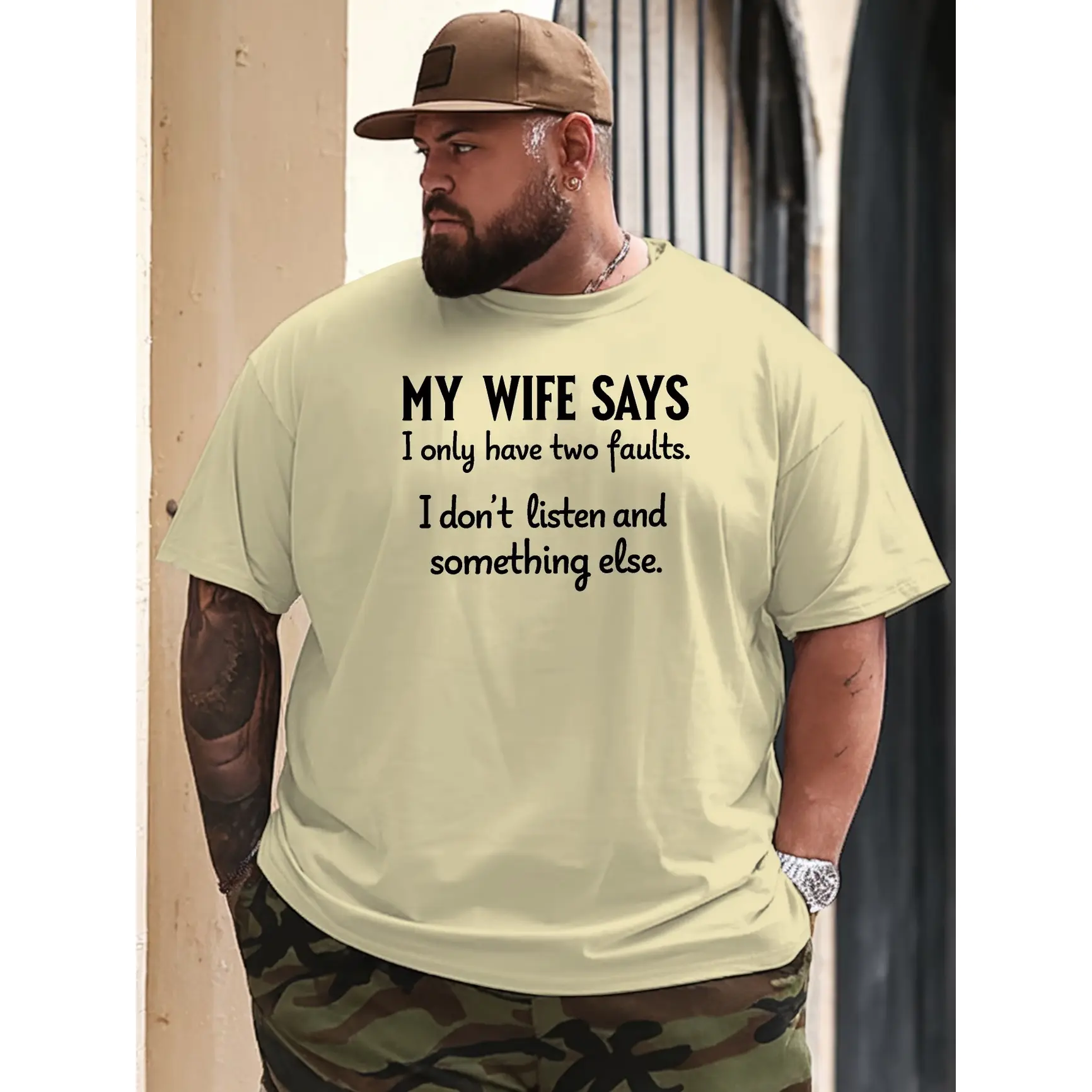 Humorous Quote Graphic Short Sleeve T-Shirt, Relaxed Fit Soft Breathable Casual Top With Funny Relationship Text Printed Craft, Lighthearted Fashion Wear, summervibes Everyday Family Style Outfit