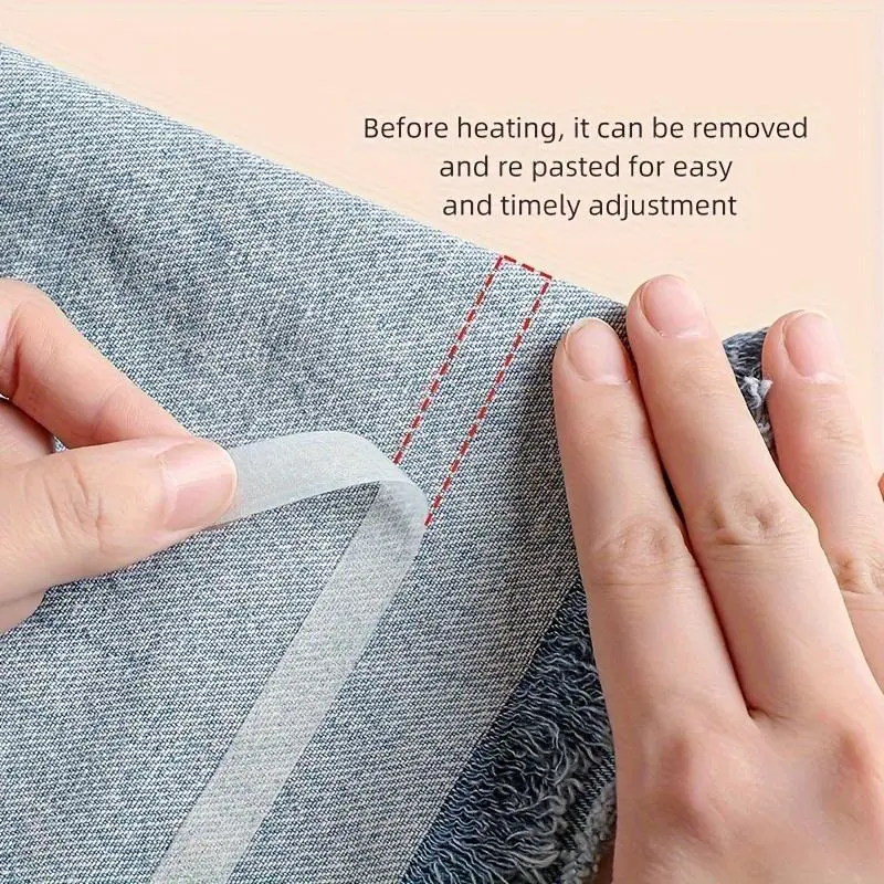 Double-Sided Adhesive Hem Tape, Waterproof Fabric Repair Tape, 196.85inch Roll, No Sew Hemming Tape, No Iron, Beige - Ideal for Clothing Alterations & DIY Crafts (1 Pack)