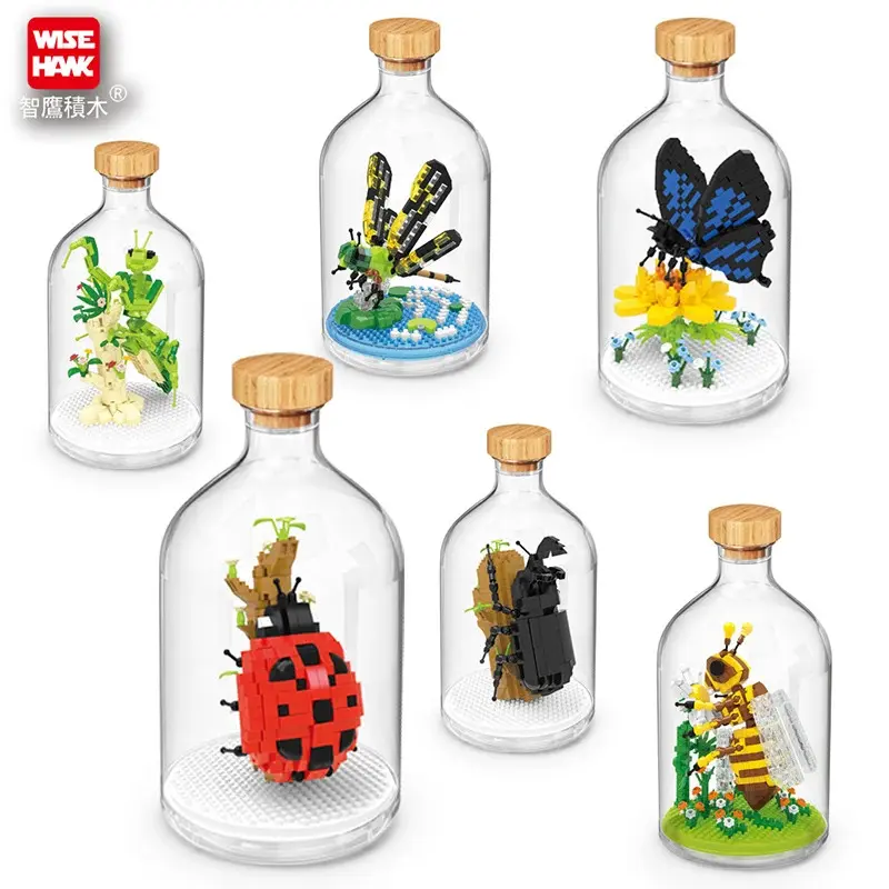 Mini Insects Building Blocks Ladybug Butterfly Bee Praying Mantis Bricks Animal Toys Educational for Kids