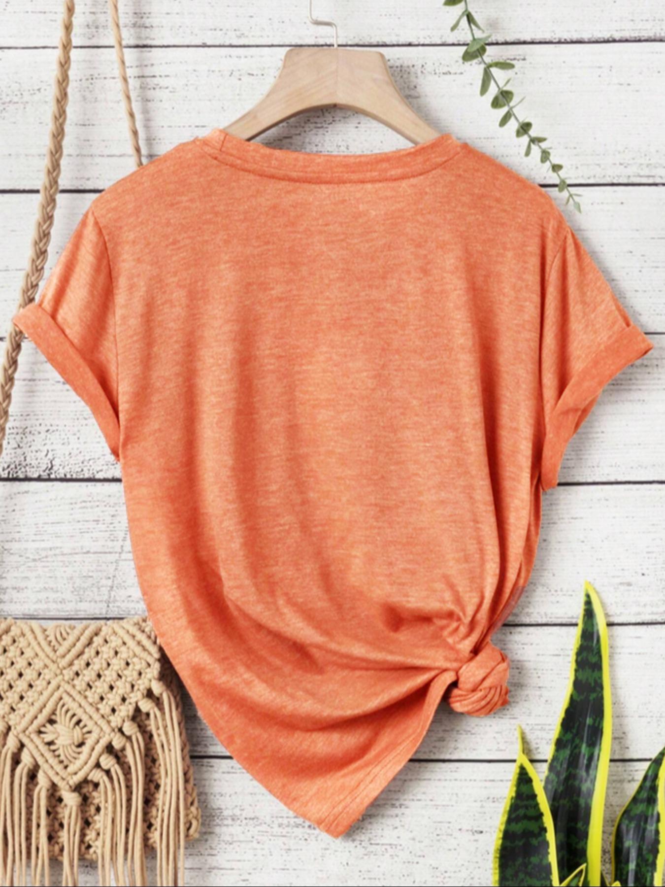 Women's Letter Print Round Neck Tee, Fashion Casual Crew Neck T-shirt for Daily Holiday Vacation Outdoor Wear, Ladies Clothes for Spring, Womenswear