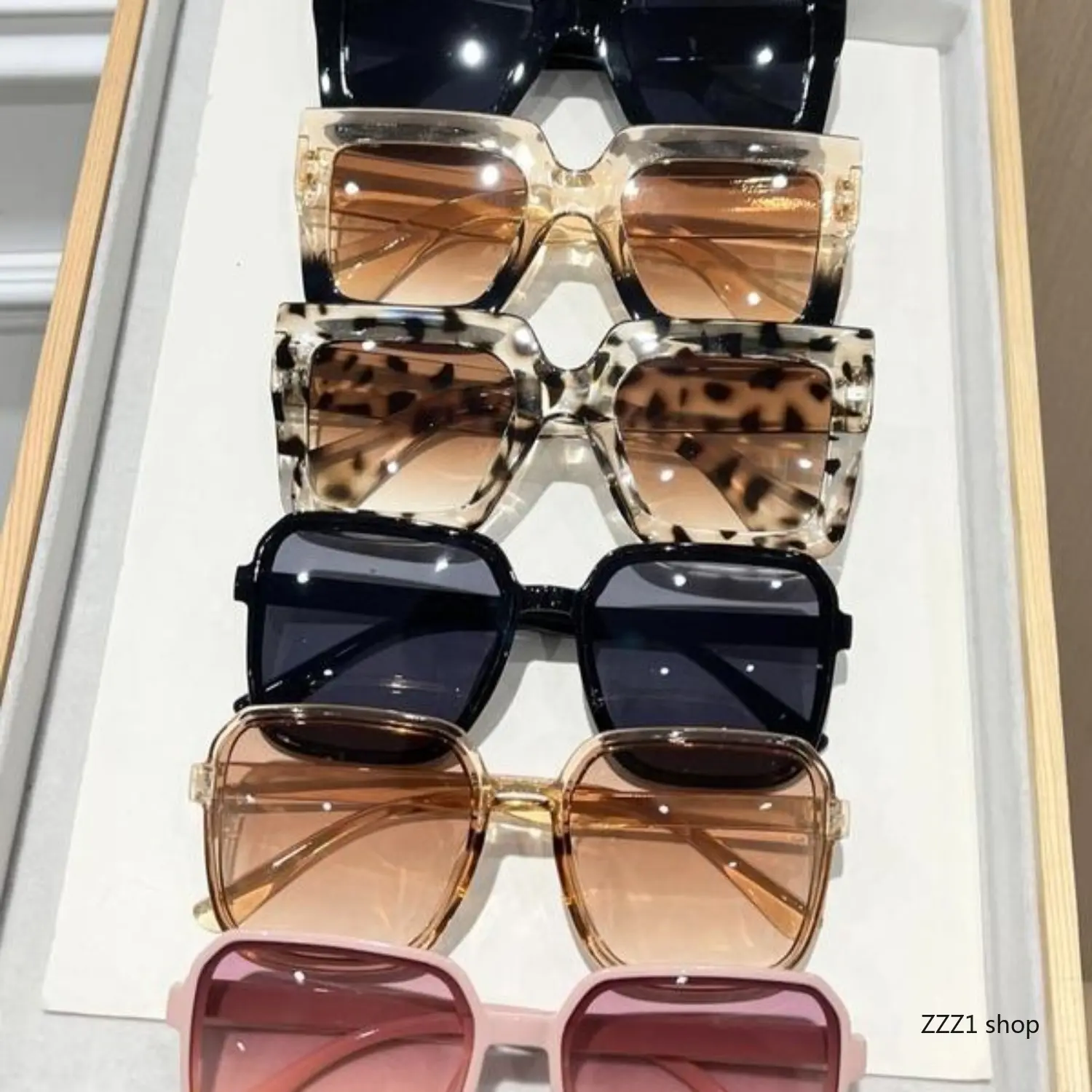 Women's Unisex Square Large Frame Sports Sunglasses, 6-Pair Cross-Border Set with UV Protection, Womens Sunglasses, Square Shape, 6 Pairs, 6 Pair Set