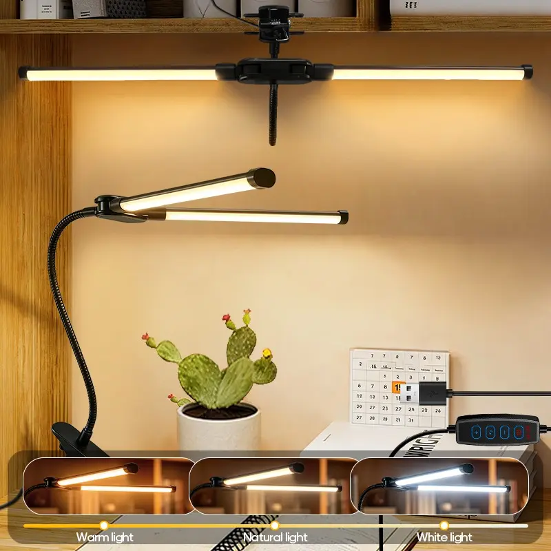 LED Screen Desk Lamp, Dual-Head Adjustable Gooseneck Office Lamp, USB Powered, Multi-Temperature, Ideal for Reading, Drawing, Easter Gift