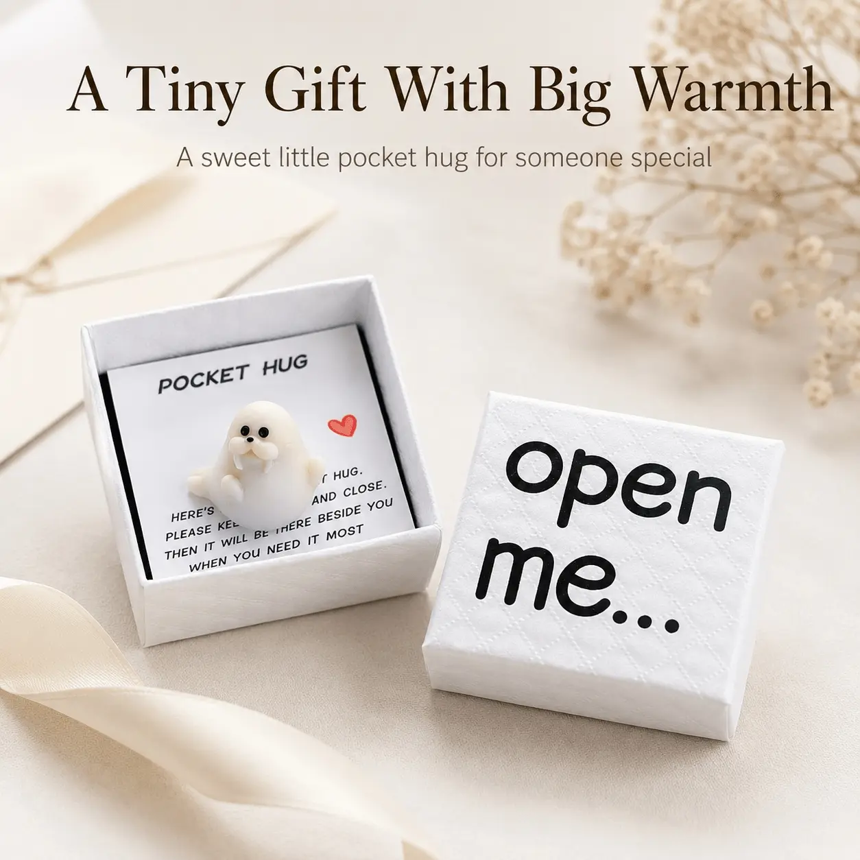 Walrus Open Me Surprise Matchbox Gift Box with Mini Card, Resin Walrus Stress Relief Animal Set for Graduation, Father's Day, Back to School, Birthday, Christmas & Party Favors