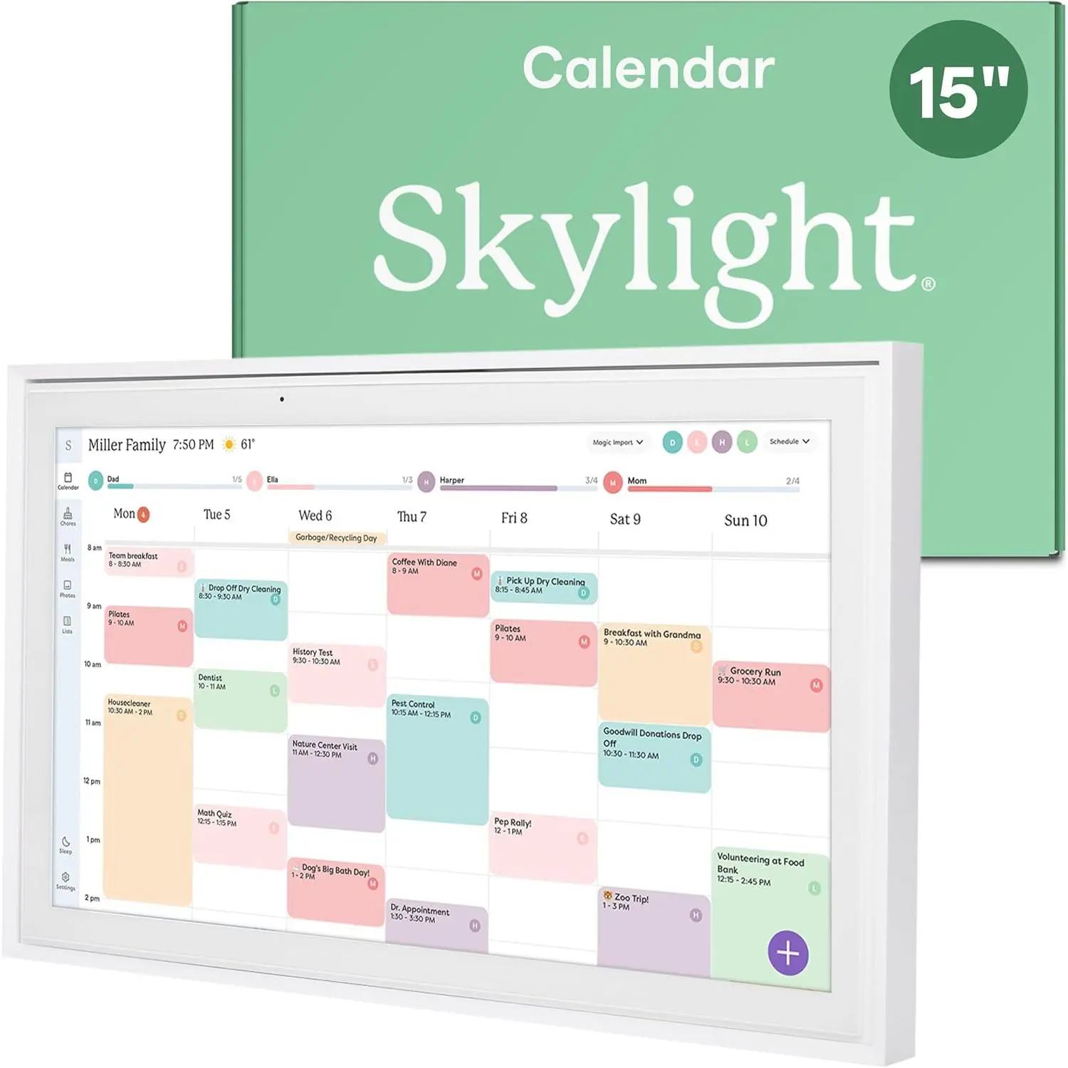 Skylight Calendar – 15" Touchscreen Digital Calendar & Chore Chart, White