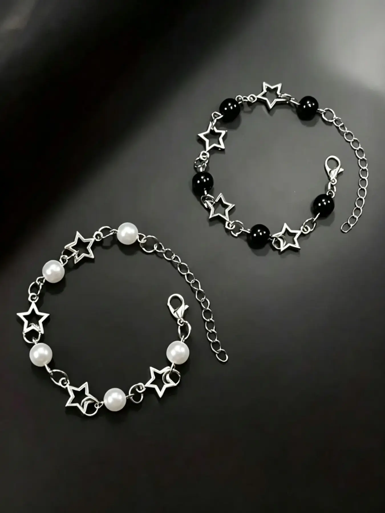 2-Piece Y2K Pearl Star Jewelry Bracelet Set, Beautiful Bracelets, Great as Holiday Gifts for Men or Daily Wear Bracelets