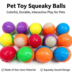 2 Pcs Random Color Pet Toys, Dog Chew & Teeth Cleaning Interactive Balls, Bite-Resistant Rubber Squeaky Balls, Suitable for Border Collies