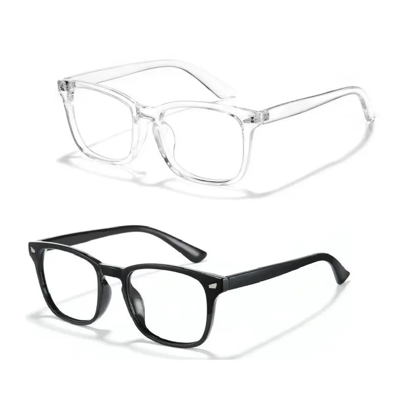 Unisex Full Rim PC Gaming Glasses - Fashionable Rectangle Lightweight Frames, Blue Light Blocking Transparent Lenses, for Daily Use & TV Viewing