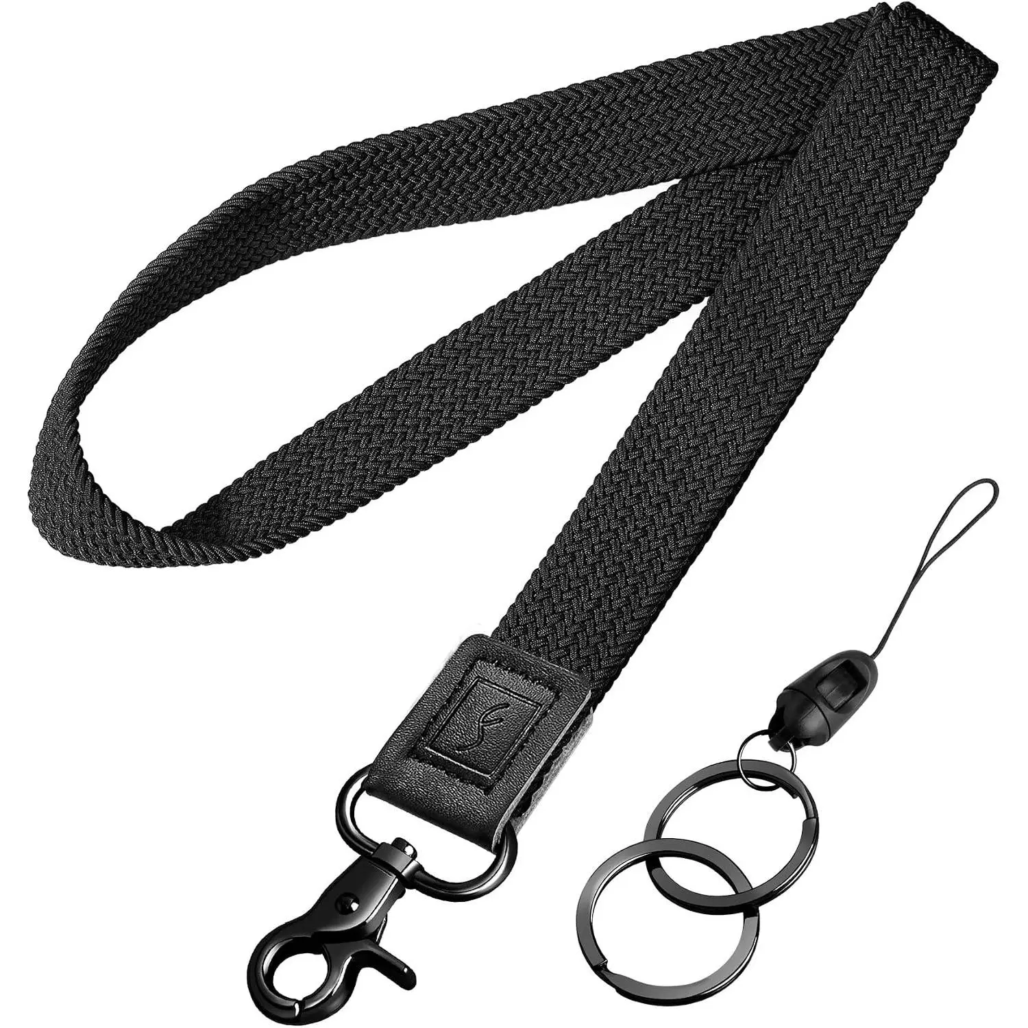 Stretchy  Lanyard, Cute  Lanyard for Women Men Teacher, Long Lanyard for ID Badge Holder, Badge Lanyards for  Wallet Phone (Black)