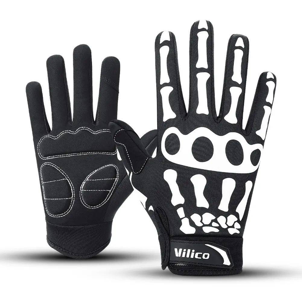 Men's & Women's Full Finger Skull Gloves - Motorcycle Accessories, Nonslip/Antislip Palm, Novelty Print Moto Style Sports Gloves for Motorcycle, Halloween Costume, Graphic, Antislip Sports Gloves
