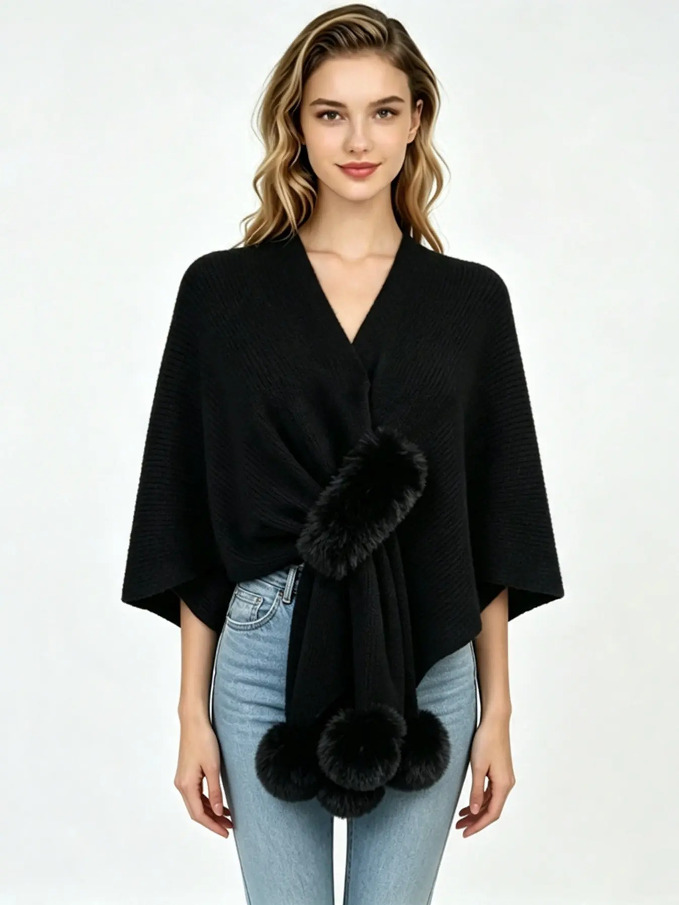 Crossbody Capelet Knit Sweater, Asymmetrical Design, Warm Fashionable Pullover, Scarf-Like Outerwear, Stylish Cozy Wrap