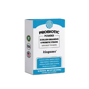 Kingscom Daily Probiotic Stick Packs, 30 Billion CFUs with B420 & Lactobacillus Blend, Gut Health Support, Convenient On-the-Go Probiotic Powder, 10 Count first 3-in-1 pre