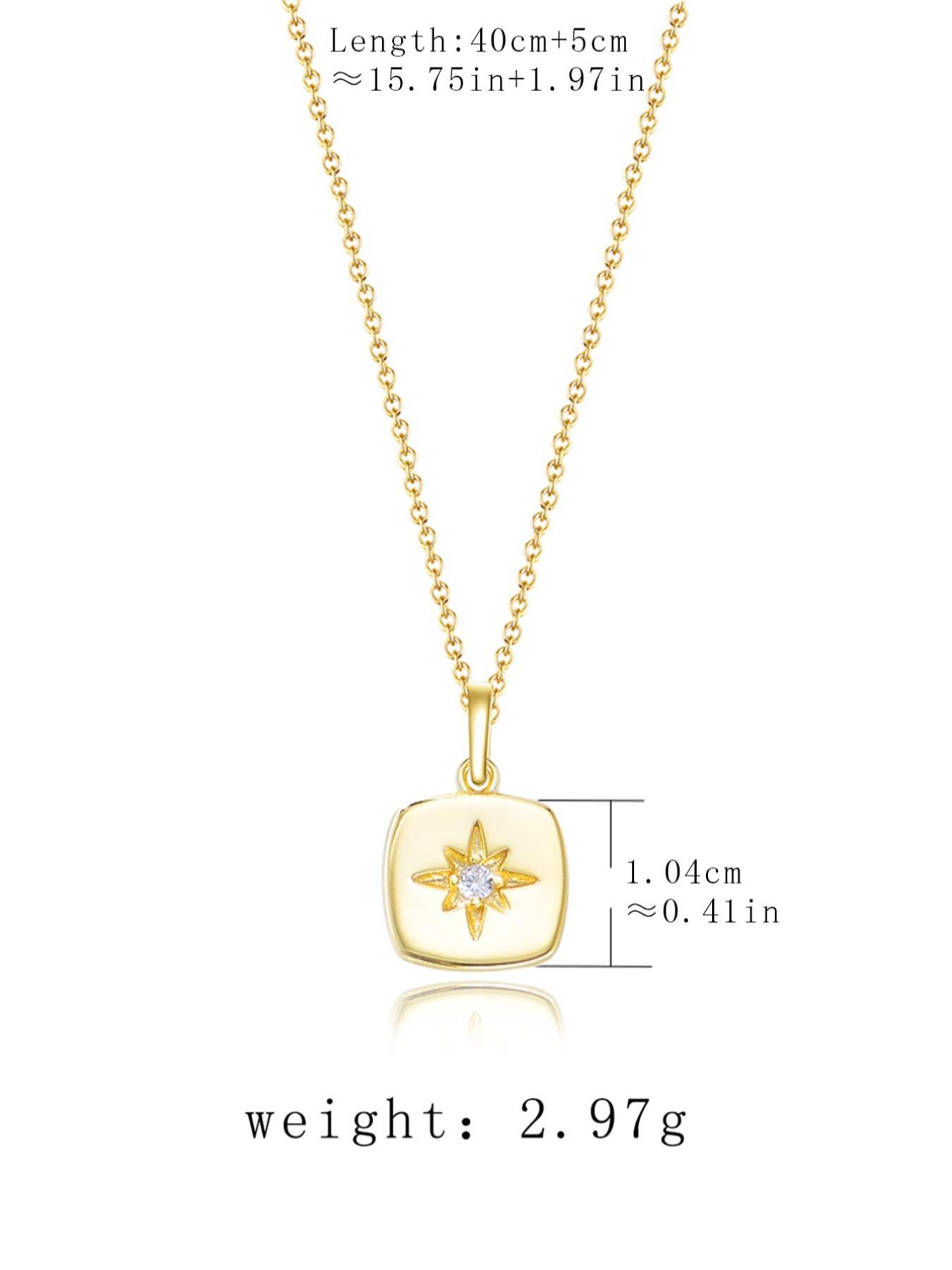 S925 Sterling Silver Star Design Pendant Necklace with Box, Artificial Zircon Decor Necklace for Women for Gift, Fashion Jewelry Accessories for Daily Wear