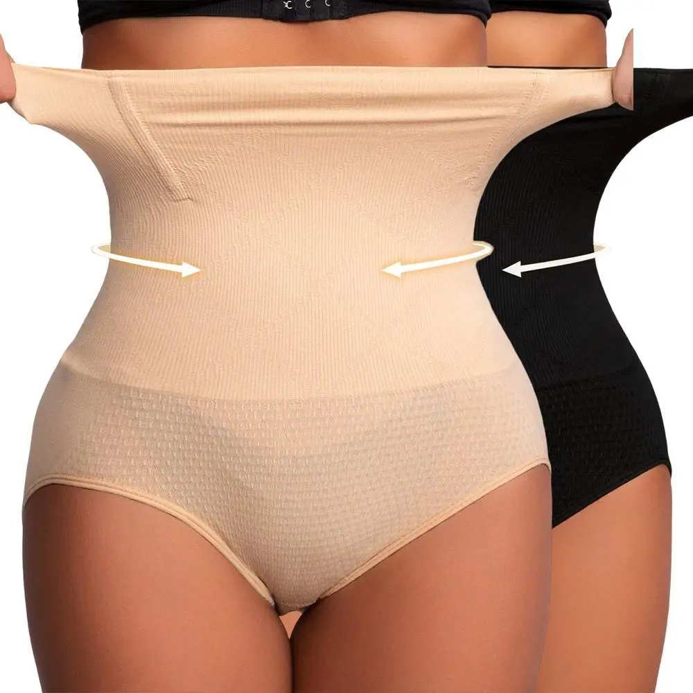 4/2PCS Women's High Waist Tummy Control Shapewear Brief Seamless Tight High Stretch Compression Butt Lifting Tight-Fitting Body Shaper