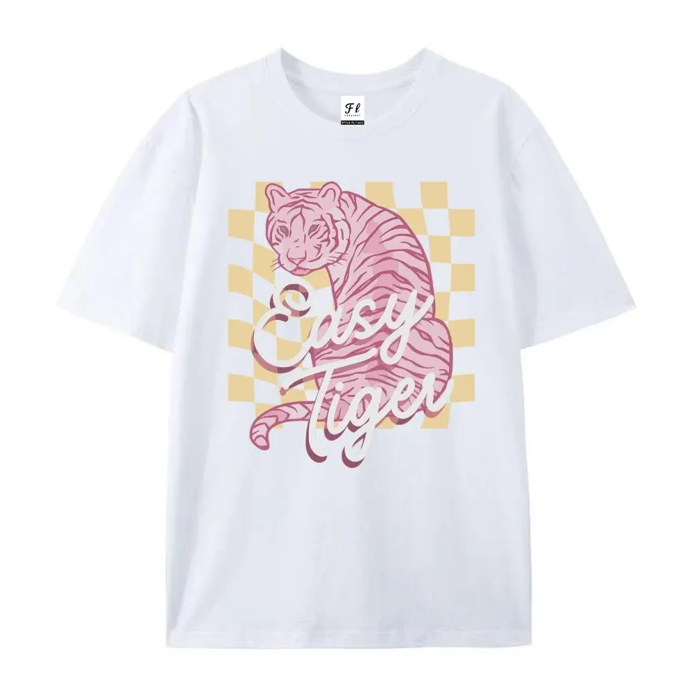 Women's Easy Tiger Vintage Checkerboard Graphic Tee - Lady Streetwear Round Neck Top, Tshirt, Checkerboard Vibe, Shortsleeve, Geometric, Casual, Women's Clothes, Street Wear, Vintage Vibe, Graphic Tees Women, Women's Graphic Tees