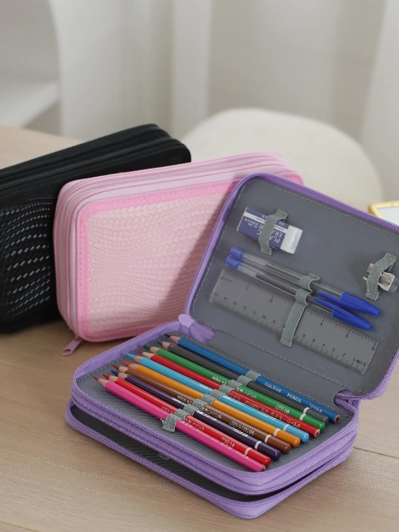 Waterproof Pencil Case, Handmade Woven Two-Layer Design, Large Capacity Sketching and Marker Holder, Durable and Practical Stationery Organizer, Office Stationery Supplies