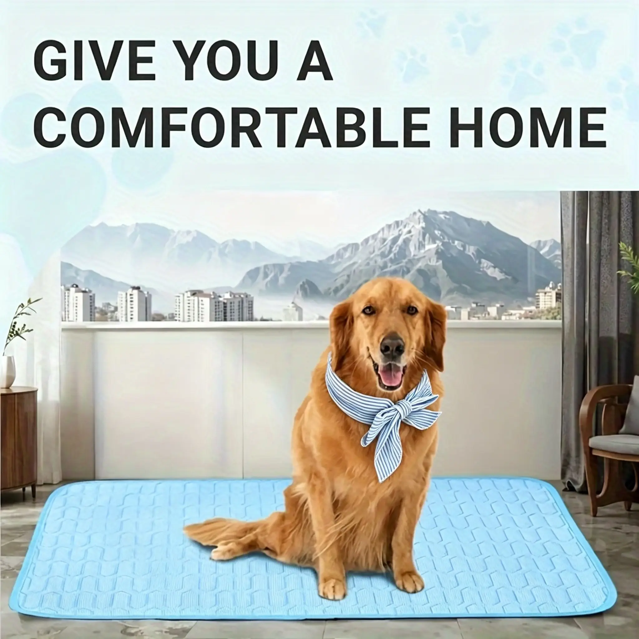 Pet Summer Cooling Set: Breathable Ice Silk Sleep Pad + Cool Collar, Long-Lasting Refreshment for Cats and Dogs in Hot Weather
