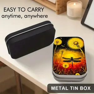 1 square metal box with dandelion and dragonfly patterns, suitable for small accessories, party gifts, weddings/gifts. Classic rectangular gift box, suitable for home decoration and special occasions, can be used as a jewelry box